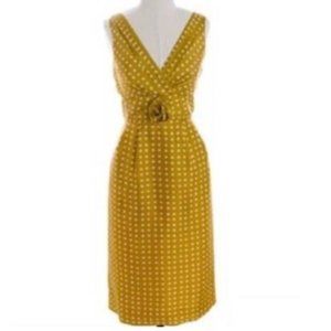 JCREW SILK DRESS SIZE 4 SMALL CHARTREUSE POLKA DOT